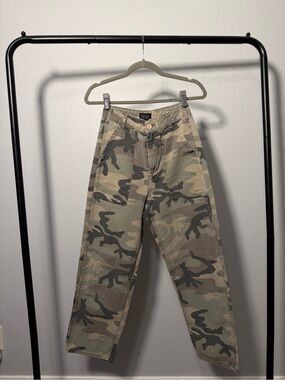 Topshop Straight Leg Cargo Pants in Camo